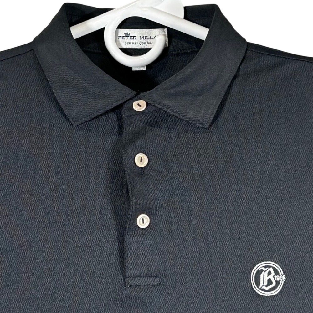 Peter Millar Summer Comfort Mens Black Performance Polo Shirt Size Medium Logo